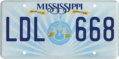 MS license plate LDL668