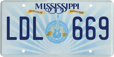 MS license plate LDL669