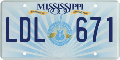 MS license plate LDL671