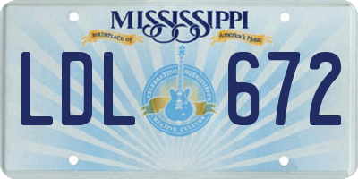 MS license plate LDL672