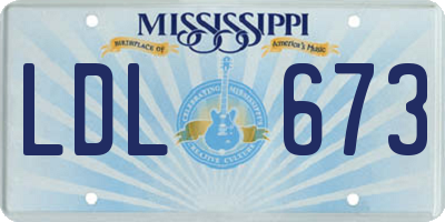 MS license plate LDL673
