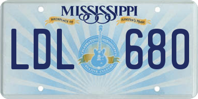 MS license plate LDL680