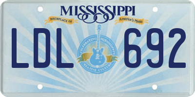 MS license plate LDL692