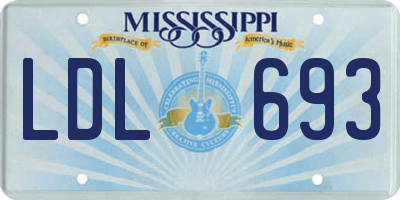 MS license plate LDL693