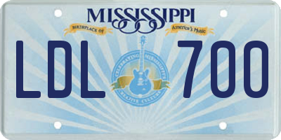 MS license plate LDL700