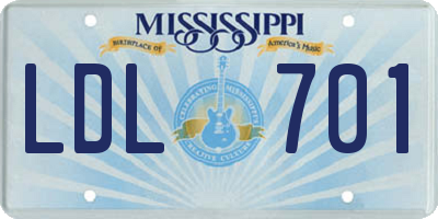 MS license plate LDL701