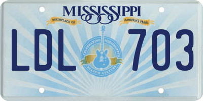 MS license plate LDL703