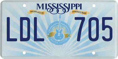MS license plate LDL705