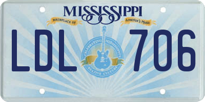 MS license plate LDL706