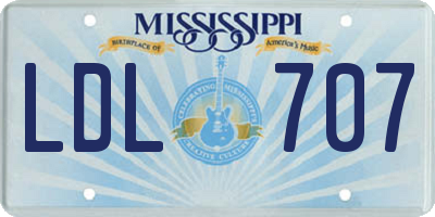 MS license plate LDL707