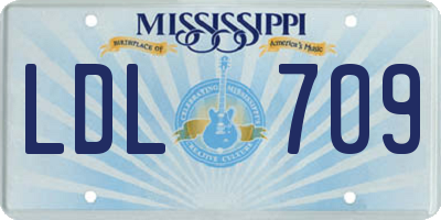 MS license plate LDL709