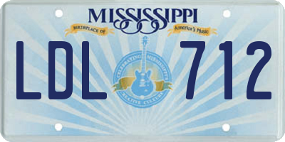 MS license plate LDL712