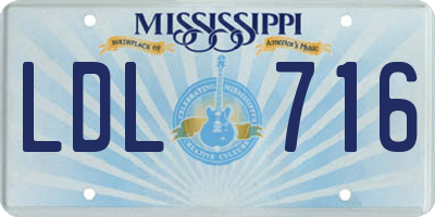 MS license plate LDL716