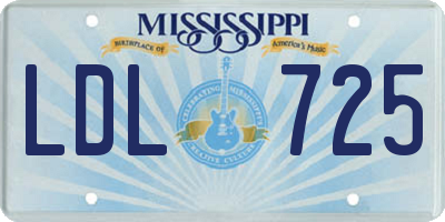 MS license plate LDL725