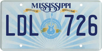 MS license plate LDL726