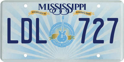 MS license plate LDL727