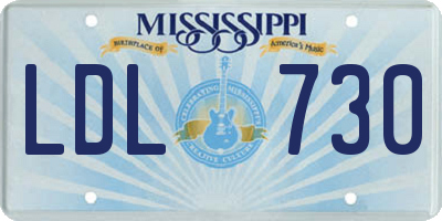 MS license plate LDL730