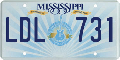 MS license plate LDL731