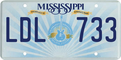 MS license plate LDL733