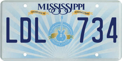 MS license plate LDL734