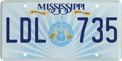 MS license plate LDL735
