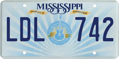 MS license plate LDL742