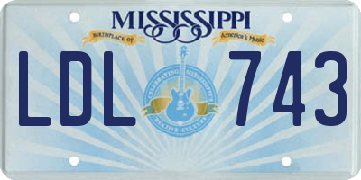MS license plate LDL743