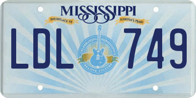 MS license plate LDL749