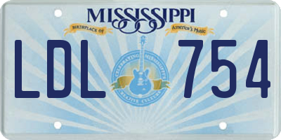 MS license plate LDL754