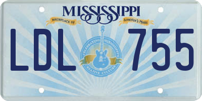 MS license plate LDL755