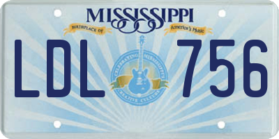 MS license plate LDL756
