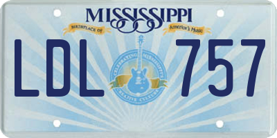 MS license plate LDL757
