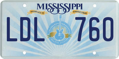 MS license plate LDL760