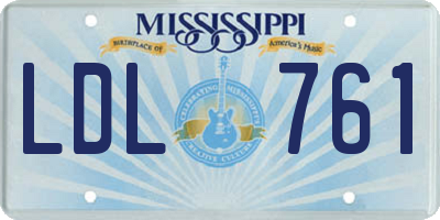 MS license plate LDL761