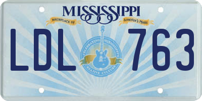 MS license plate LDL763