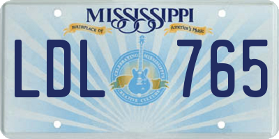 MS license plate LDL765