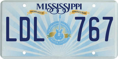 MS license plate LDL767