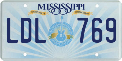 MS license plate LDL769