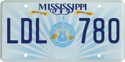 MS license plate LDL780