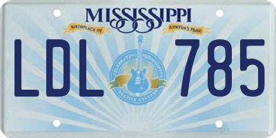 MS license plate LDL785