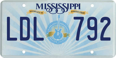 MS license plate LDL792