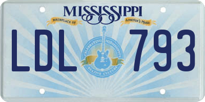 MS license plate LDL793