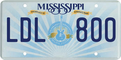 MS license plate LDL800