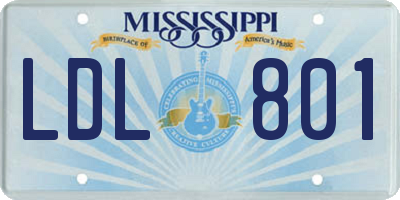 MS license plate LDL801