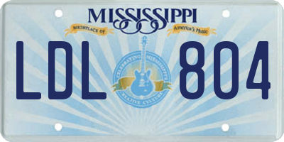MS license plate LDL804