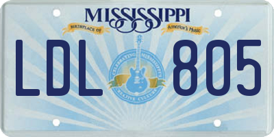 MS license plate LDL805