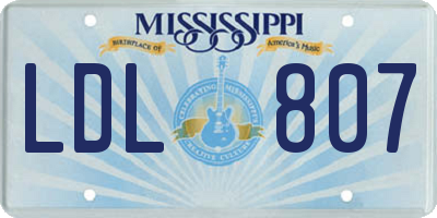 MS license plate LDL807