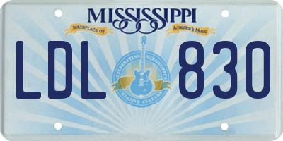 MS license plate LDL830