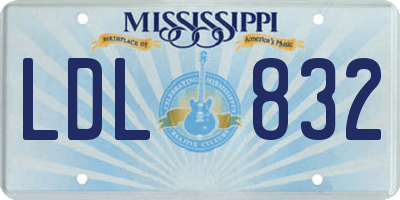 MS license plate LDL832