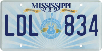 MS license plate LDL834